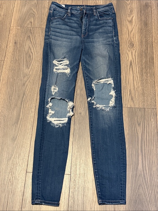 American Eagle Outfitters Denim - American Eagle Outfitters Distressed Dark Blue Skinny Jeans